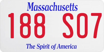 MA license plate 188SO7