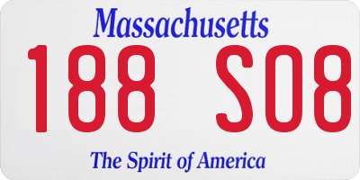 MA license plate 188SO8