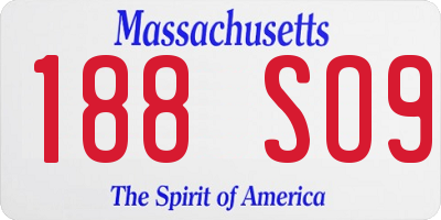 MA license plate 188SO9