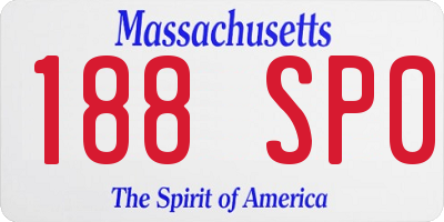 MA license plate 188SP0