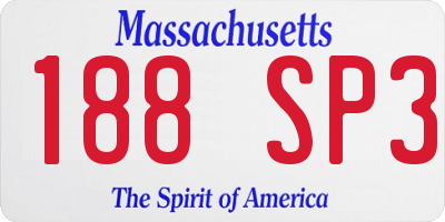 MA license plate 188SP3
