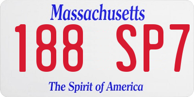 MA license plate 188SP7