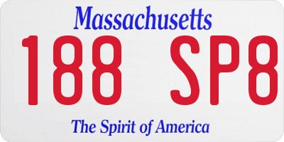 MA license plate 188SP8
