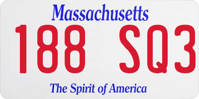 MA license plate 188SQ3