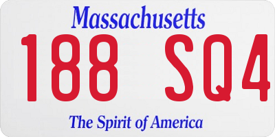 MA license plate 188SQ4