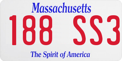 MA license plate 188SS3