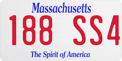 MA license plate 188SS4