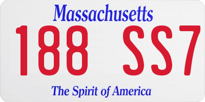 MA license plate 188SS7