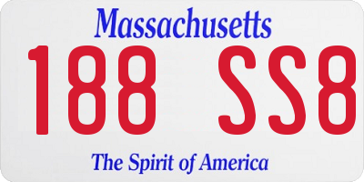MA license plate 188SS8