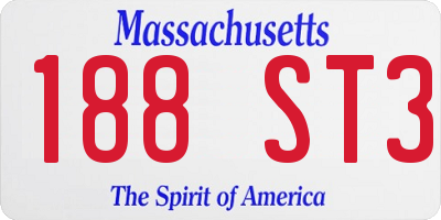 MA license plate 188ST3