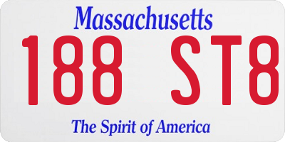 MA license plate 188ST8