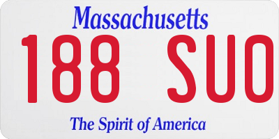 MA license plate 188SU0