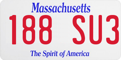 MA license plate 188SU3