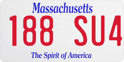 MA license plate 188SU4