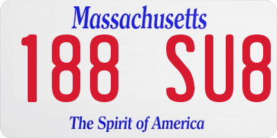 MA license plate 188SU8