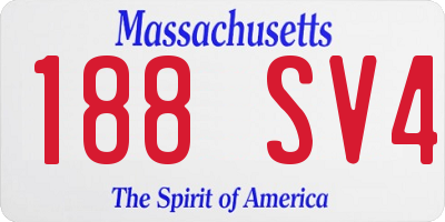 MA license plate 188SV4