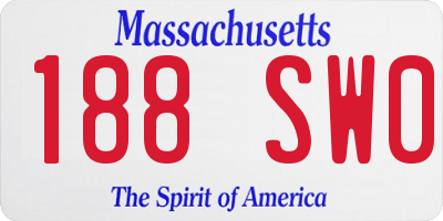 MA license plate 188SW0