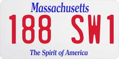 MA license plate 188SW1
