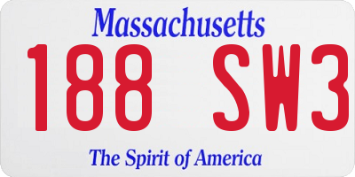 MA license plate 188SW3
