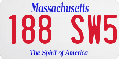 MA license plate 188SW5