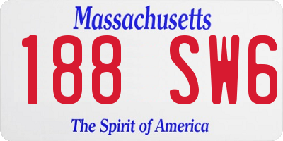 MA license plate 188SW6