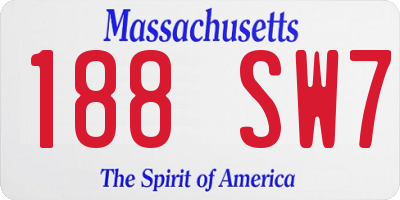 MA license plate 188SW7