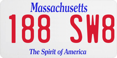 MA license plate 188SW8
