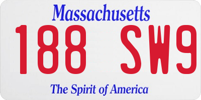 MA license plate 188SW9