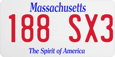 MA license plate 188SX3
