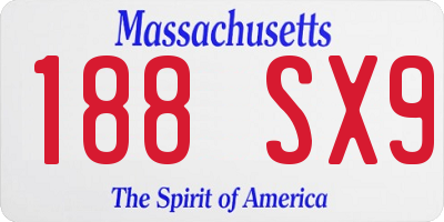 MA license plate 188SX9