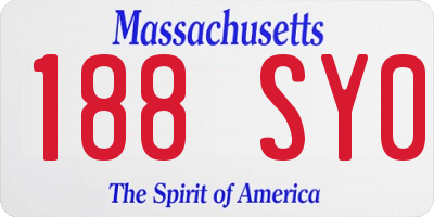 MA license plate 188SY0