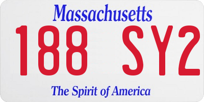 MA license plate 188SY2
