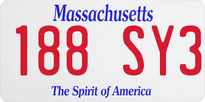 MA license plate 188SY3