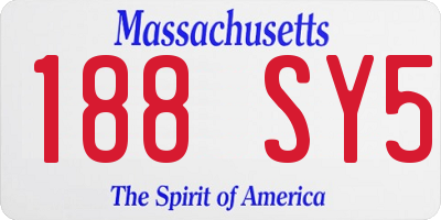 MA license plate 188SY5
