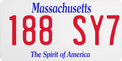 MA license plate 188SY7