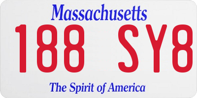 MA license plate 188SY8