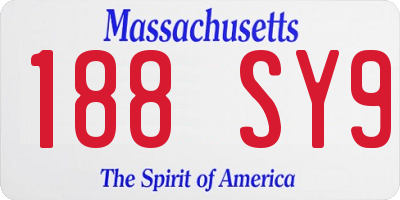 MA license plate 188SY9