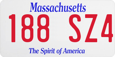 MA license plate 188SZ4