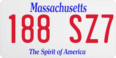 MA license plate 188SZ7