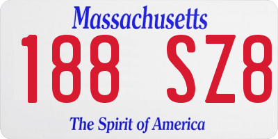 MA license plate 188SZ8