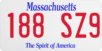 MA license plate 188SZ9