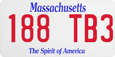 MA license plate 188TB3