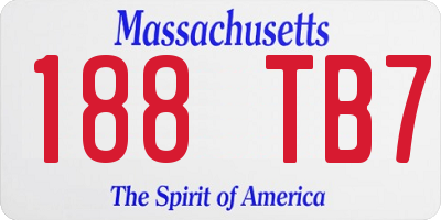 MA license plate 188TB7