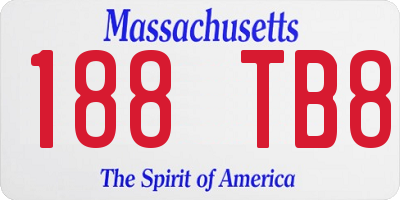 MA license plate 188TB8