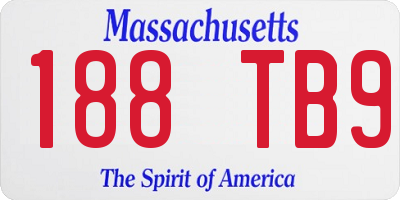 MA license plate 188TB9