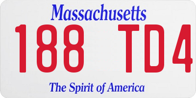 MA license plate 188TD4