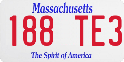 MA license plate 188TE3