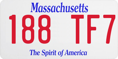 MA license plate 188TF7
