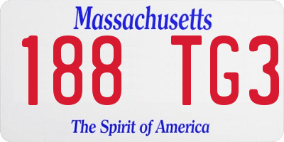 MA license plate 188TG3