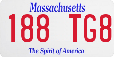 MA license plate 188TG8